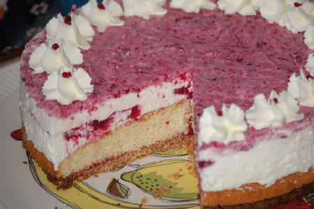 Tortenrezept mit Cranberries - Sahnetorte mit Cranberry und Knusperboden